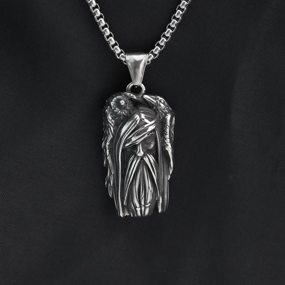 European And American Jewelry Wholesale Titanium Steel Pendant Men's Stainless Steel Necklace Viking Odin Crow
