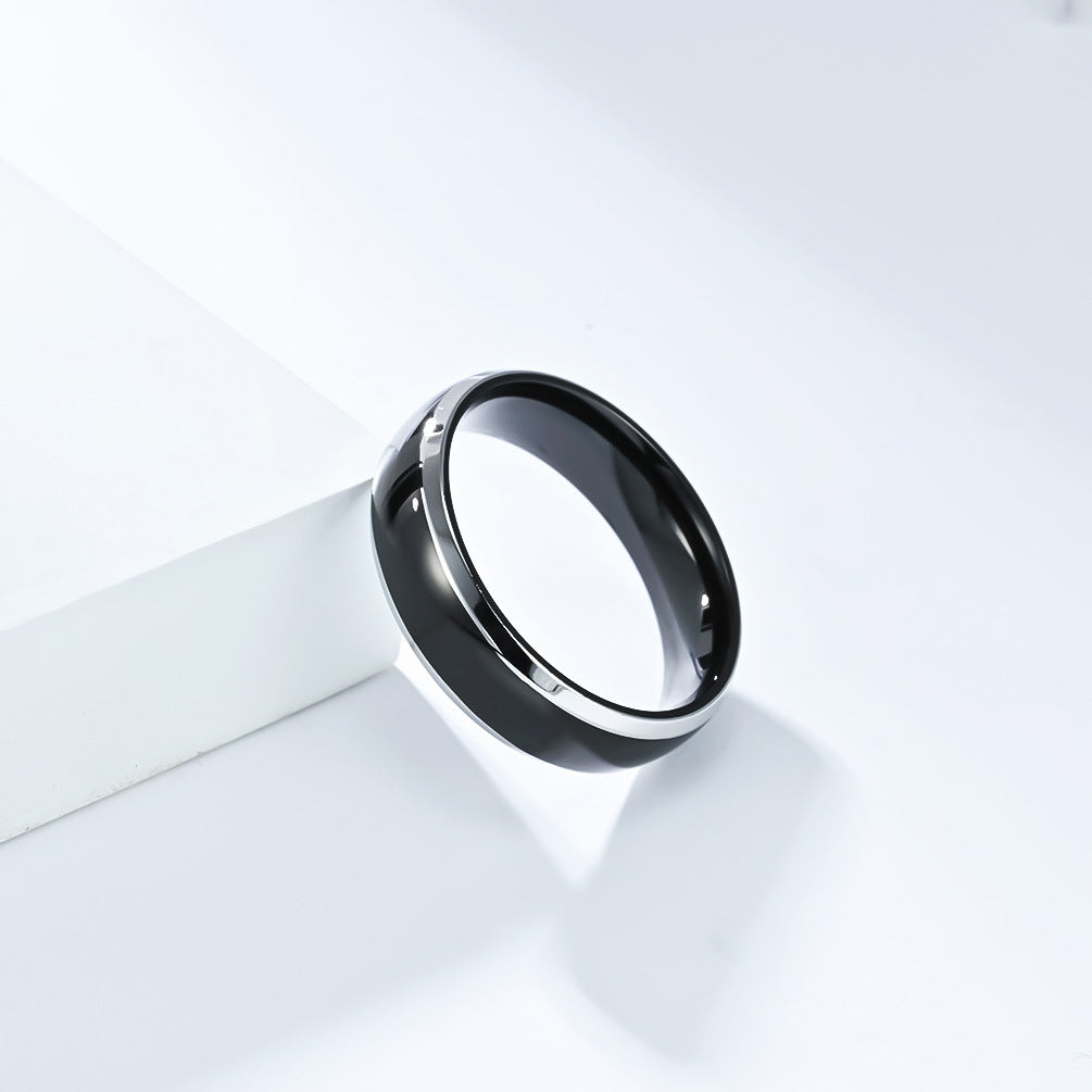 Planderful Two Tone Stainless Steel Ring For Men Simple Smooth Design High Grade Everyday Jewelry