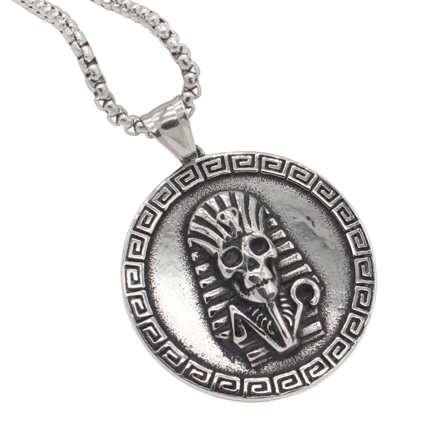 Planderful Everyday Genie – European and American Retro Egyptian Pharaoh Men's Titanium Steel Pendant Necklace