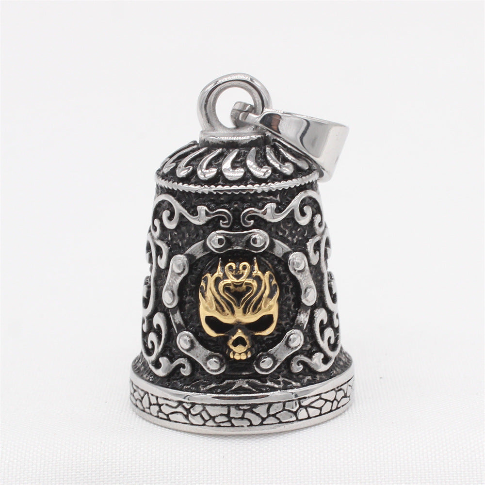 Titanium Steel Skull Pendant For Men Unisex Retro Bell Design Protection Statement Planderful Everyday Genie