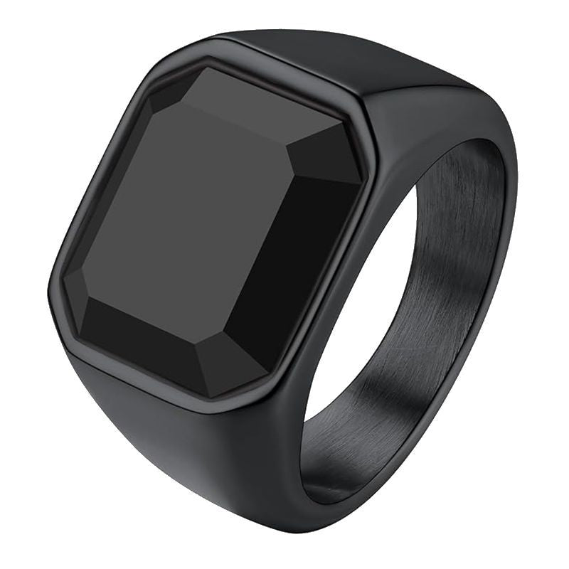 Planderful Titanium Steel Ring For Men With Imitation Gem