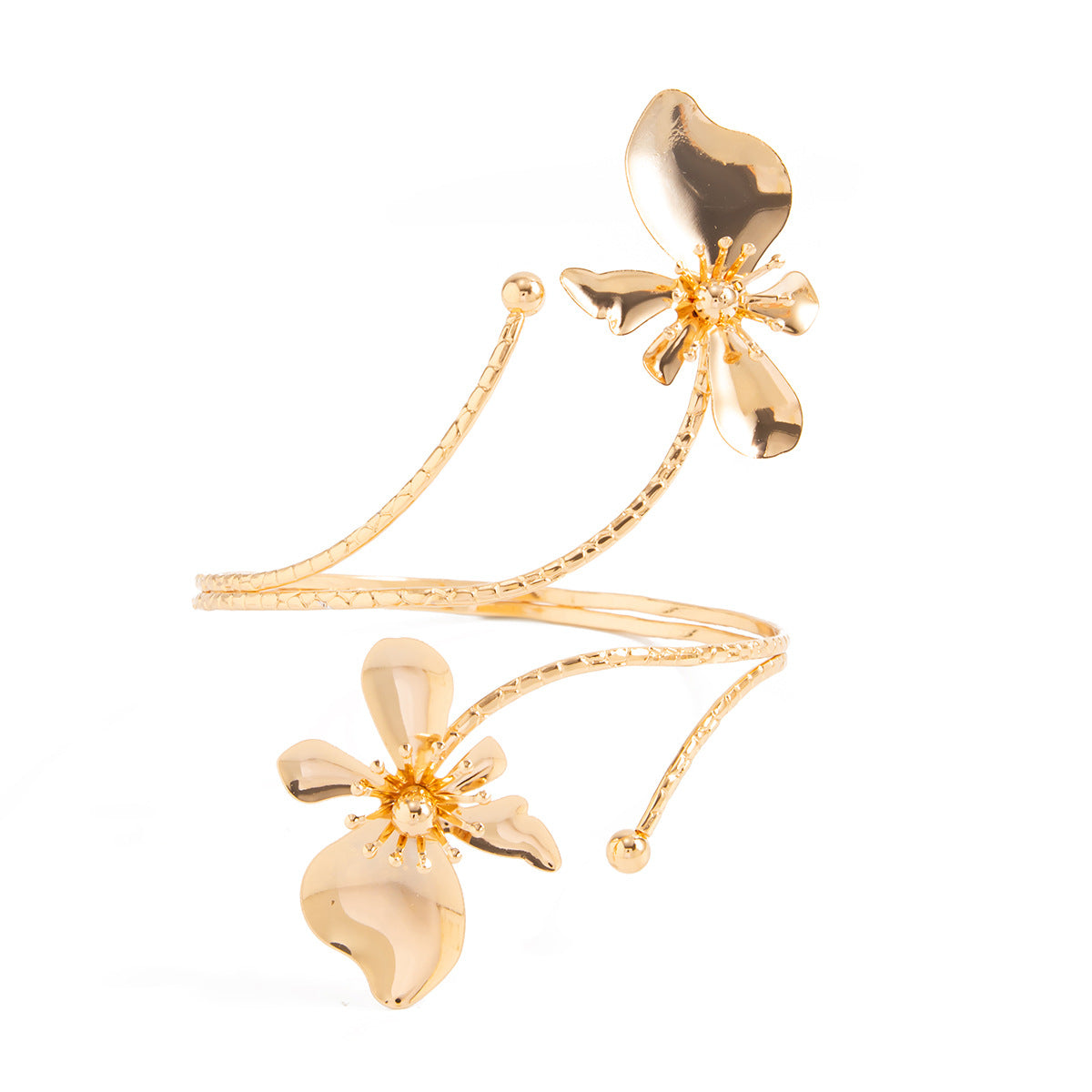 Planderful Vienna Verve Dripping Flower Open Arm Bracelet Adjustable Exotic Petal Winding Jewelry For Women