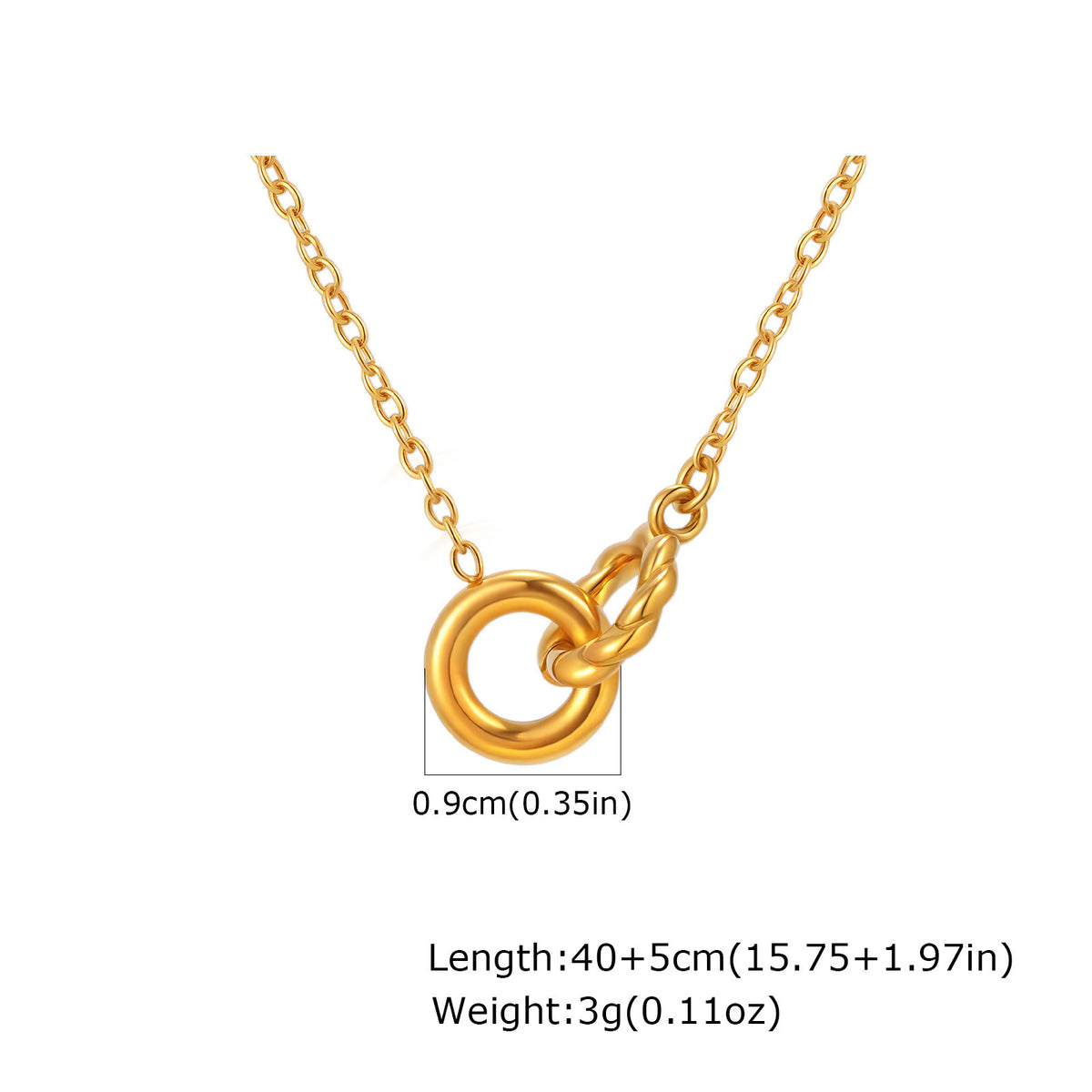 Gold Toggle Ring Necklace with Twisted Bar