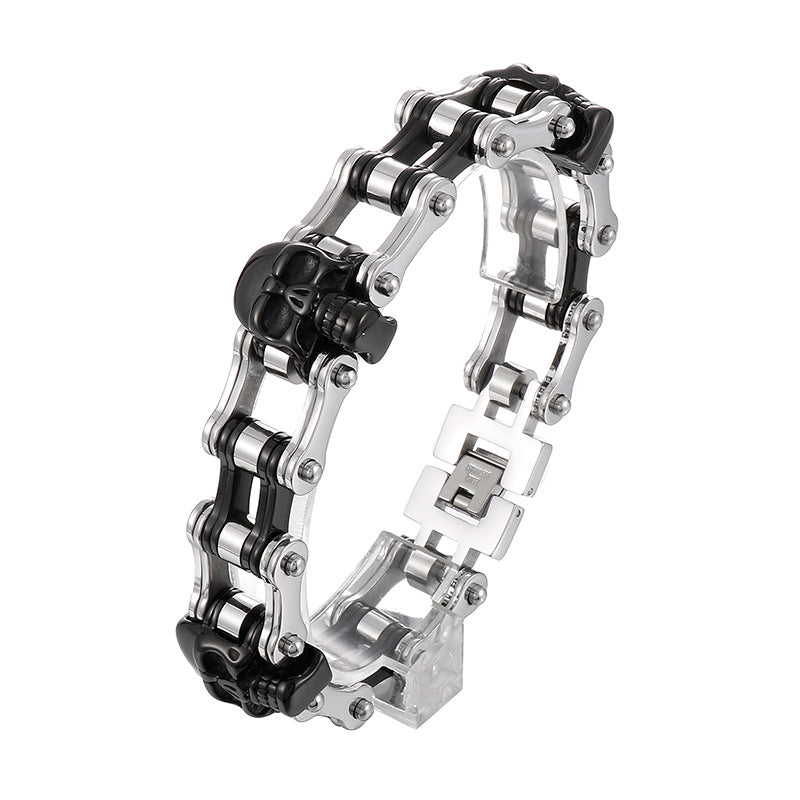 Skull Buckle Men's Hipster Bracelet - Stainless Steel Bicycle Chain Design in Hip Hop Style