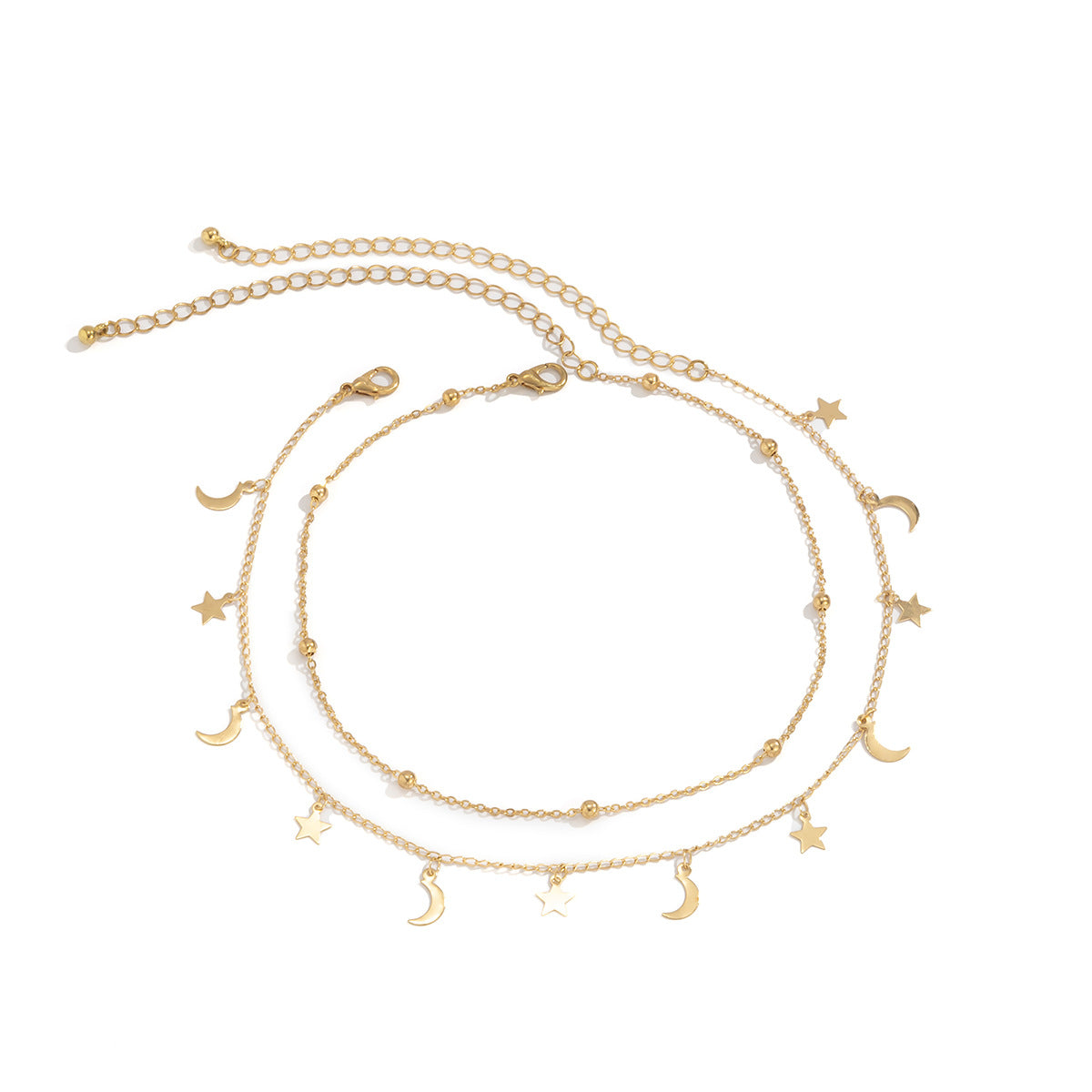 Planderful Vienna Verve Star Moon Fringed Necklace For Women Geometric Bead Collarbone Statement Jewelry