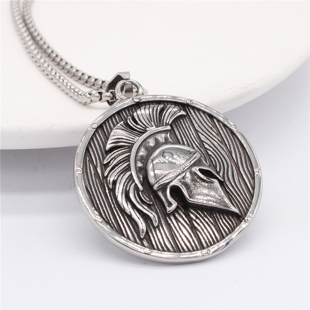Planderful Knight Helmet Pendant Retro Medieval Titanium Steel Unisex Protection Statement For Men And Women