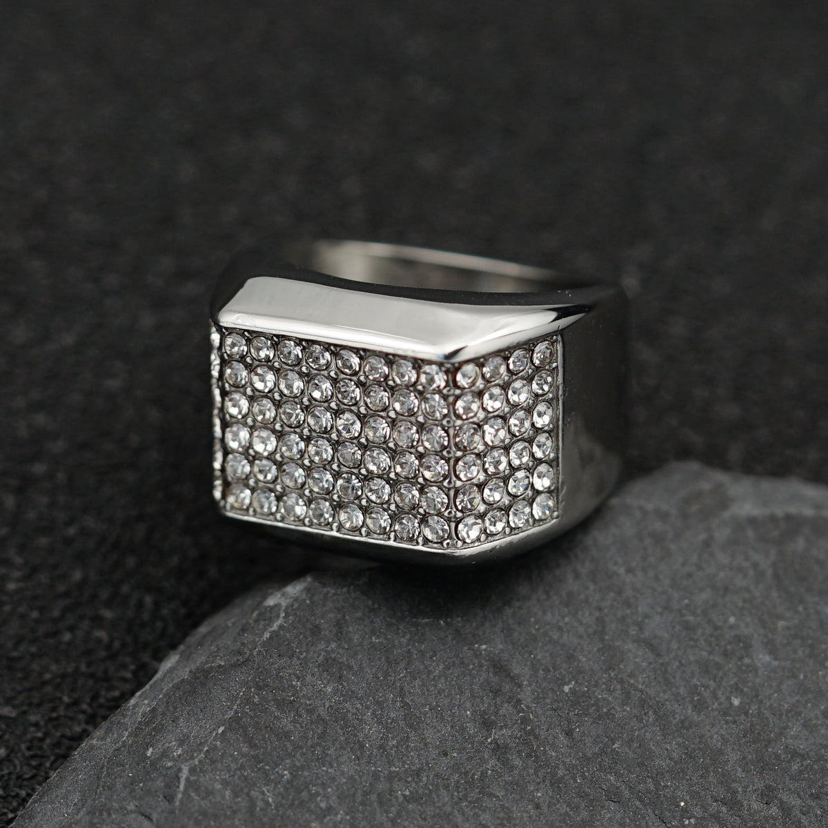Planderful Stainless Steel Zircon Ring Unisex Statement For Hip Hop Club Wear Edition Iconic
