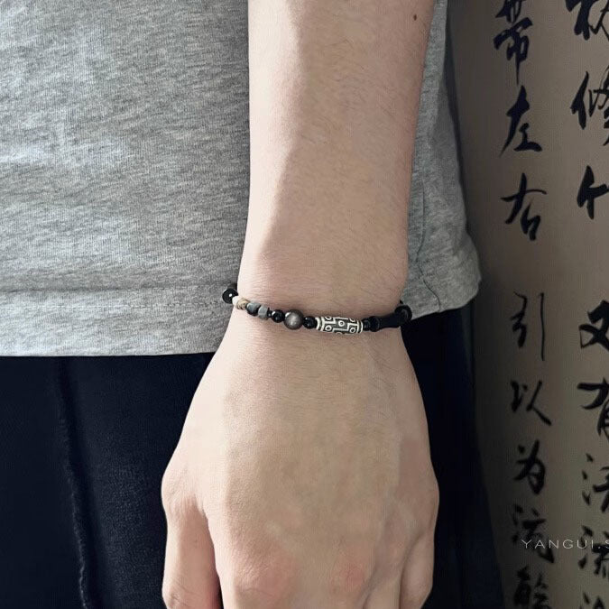 Sterling Silver Obsidian Fortune's Favor Bracelet