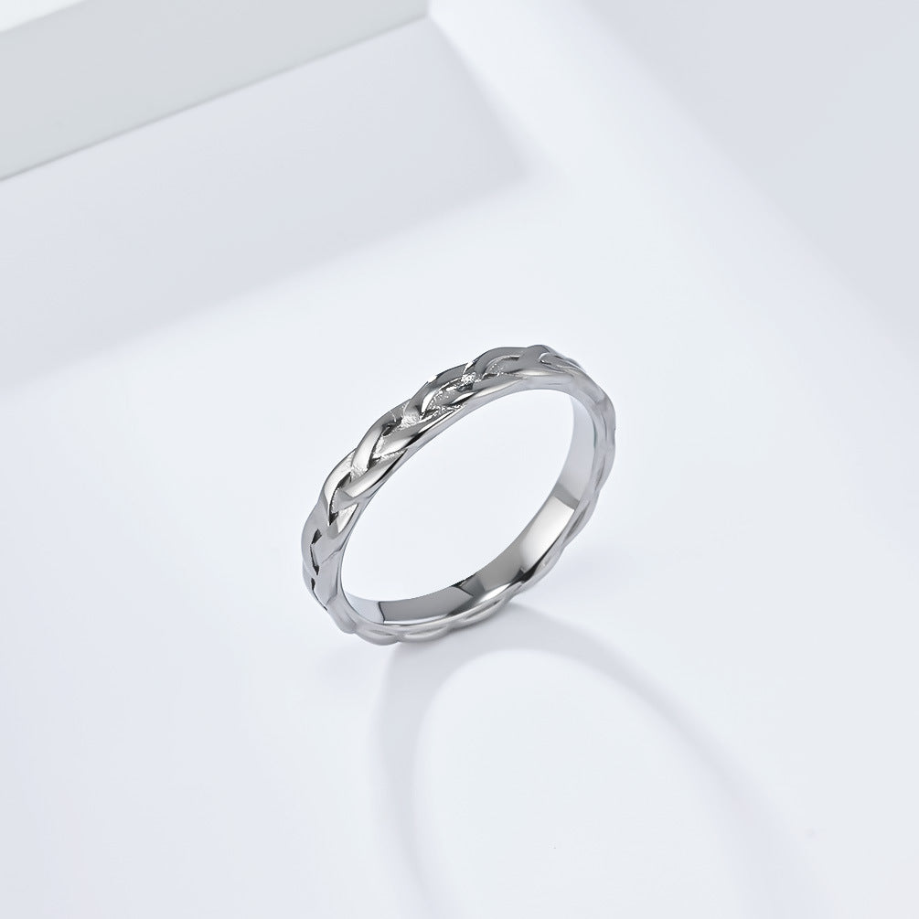 Planderful Titanium Steel Ring For Trendsetting Fashion Lovers Braided Chain Minimalist Luxury Jewelry Sizes 5 To 10