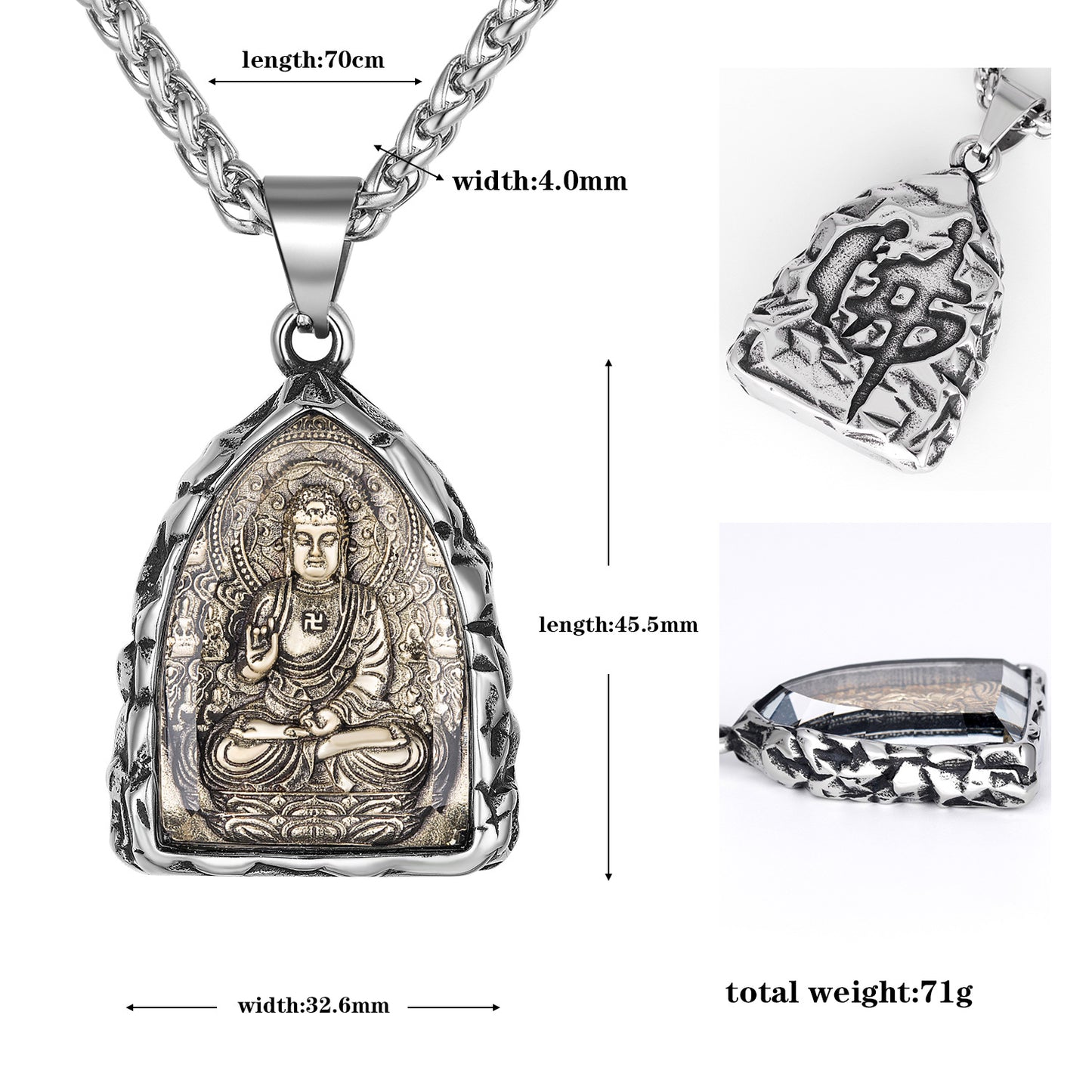 Steel Necklace – Statement Zodiac Buddha