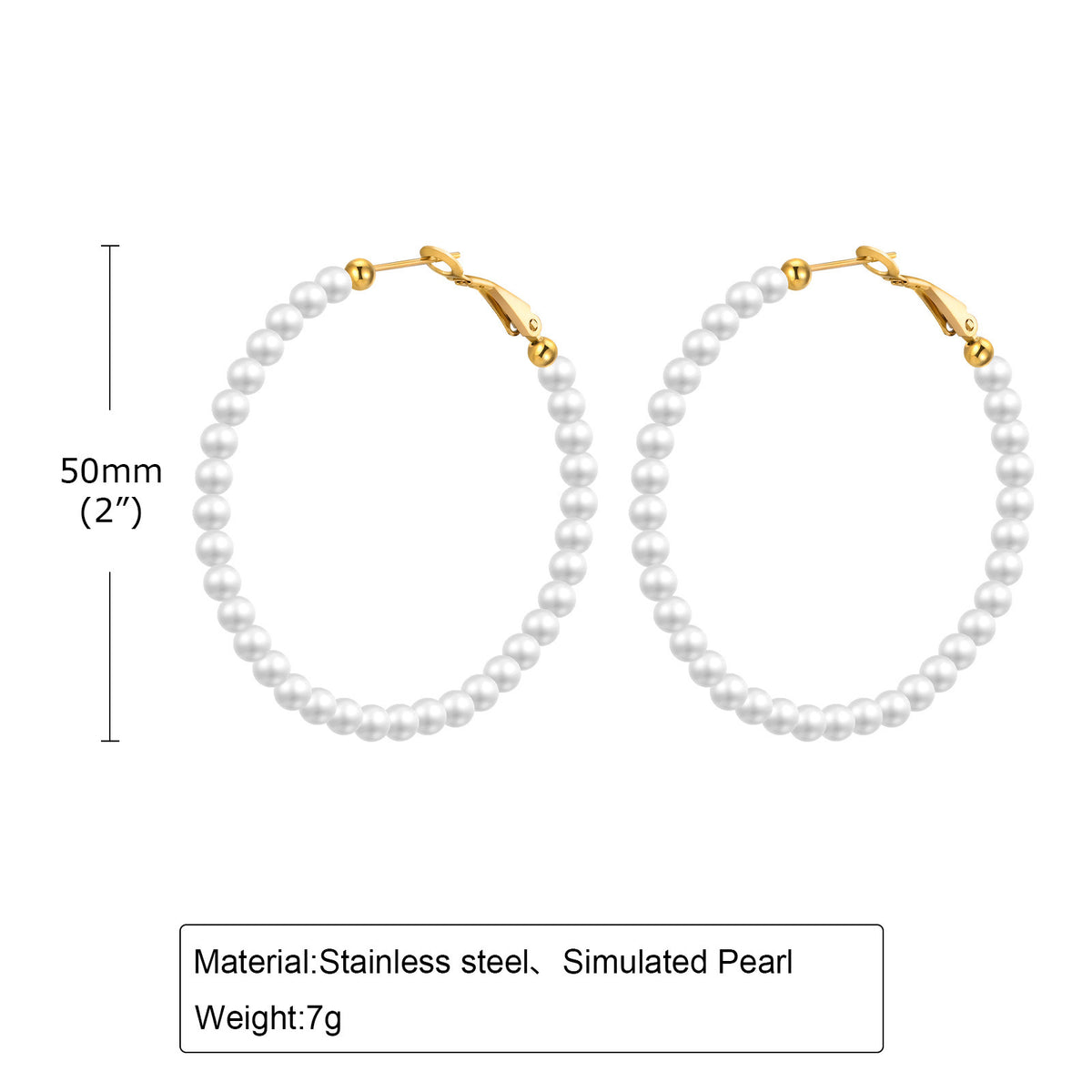 Pearl Beaded Hoop Earrings — Multiple Sizes