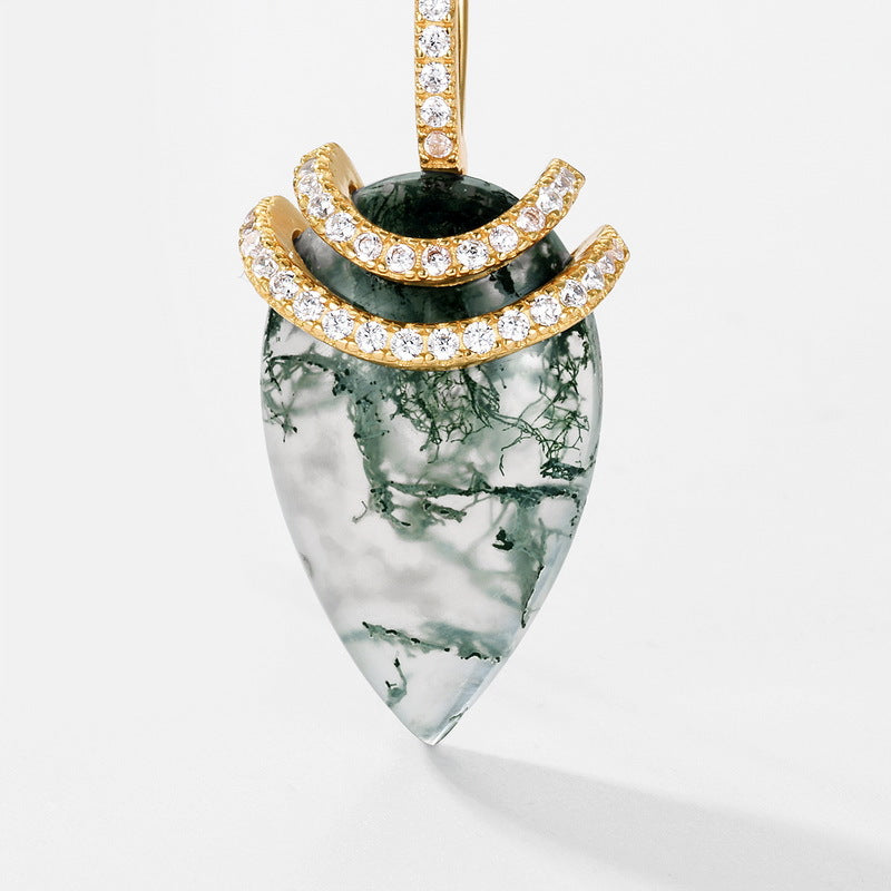 Planderful Jewelry Moss Agate Necklace Sterling Silver