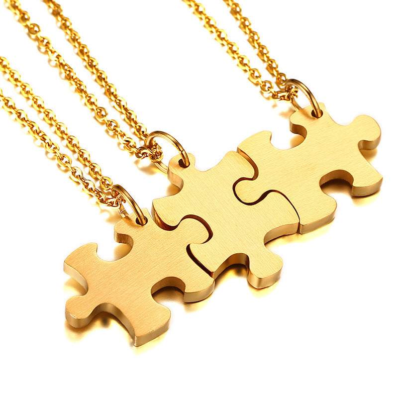 Stainless Steel Friendship Puzzle Necklace Gold Rose Gold Accessories
