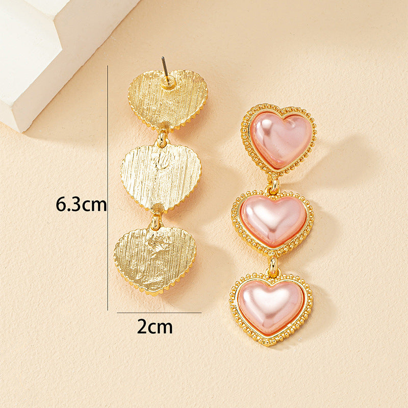 Luxurious French Pearl Love Heart Earrings - Vienna Verve Collection