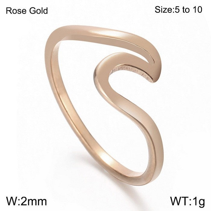 Minimalist Wind Wave V-Shaped Titanium Steel Ring, Niche Design Ring, Men's And Women'S