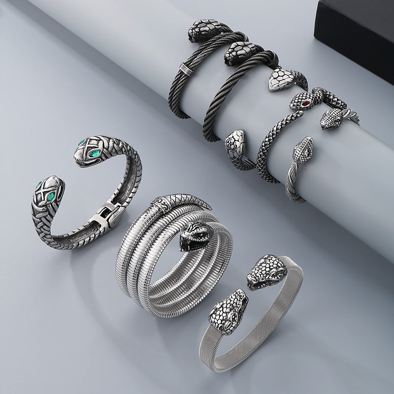 Planderful Snake Bracelet For Men Zircon Encrusted Premium