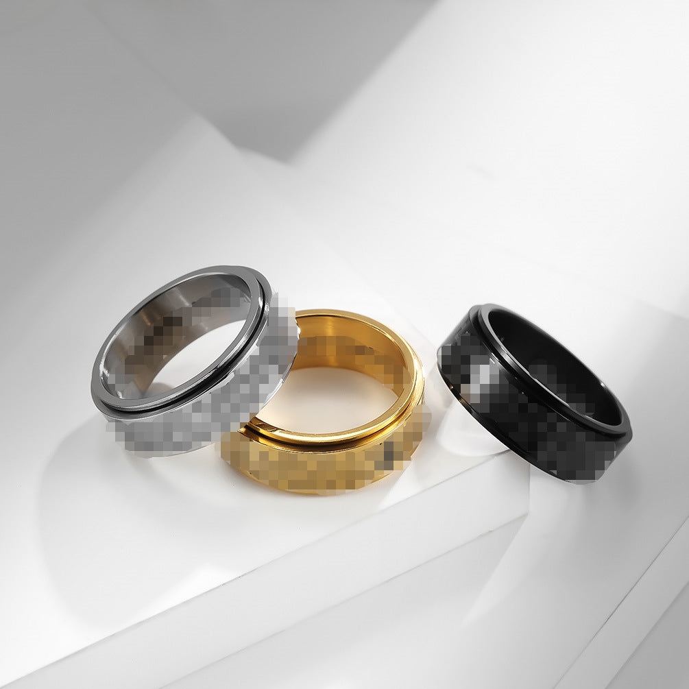 Planderful Self Motivation Ring Rotatable Titanium Steel Anxiety Relief Jewelry for Professionals and Students
