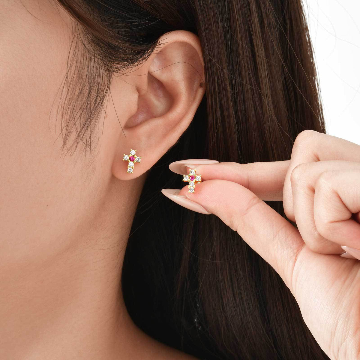 Zircon Cross Earrings
