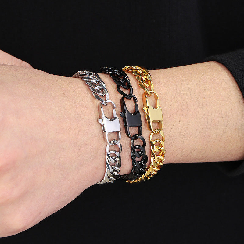 Hip Hop Denim Chain Stainless Steel Men Bracelet Necklace