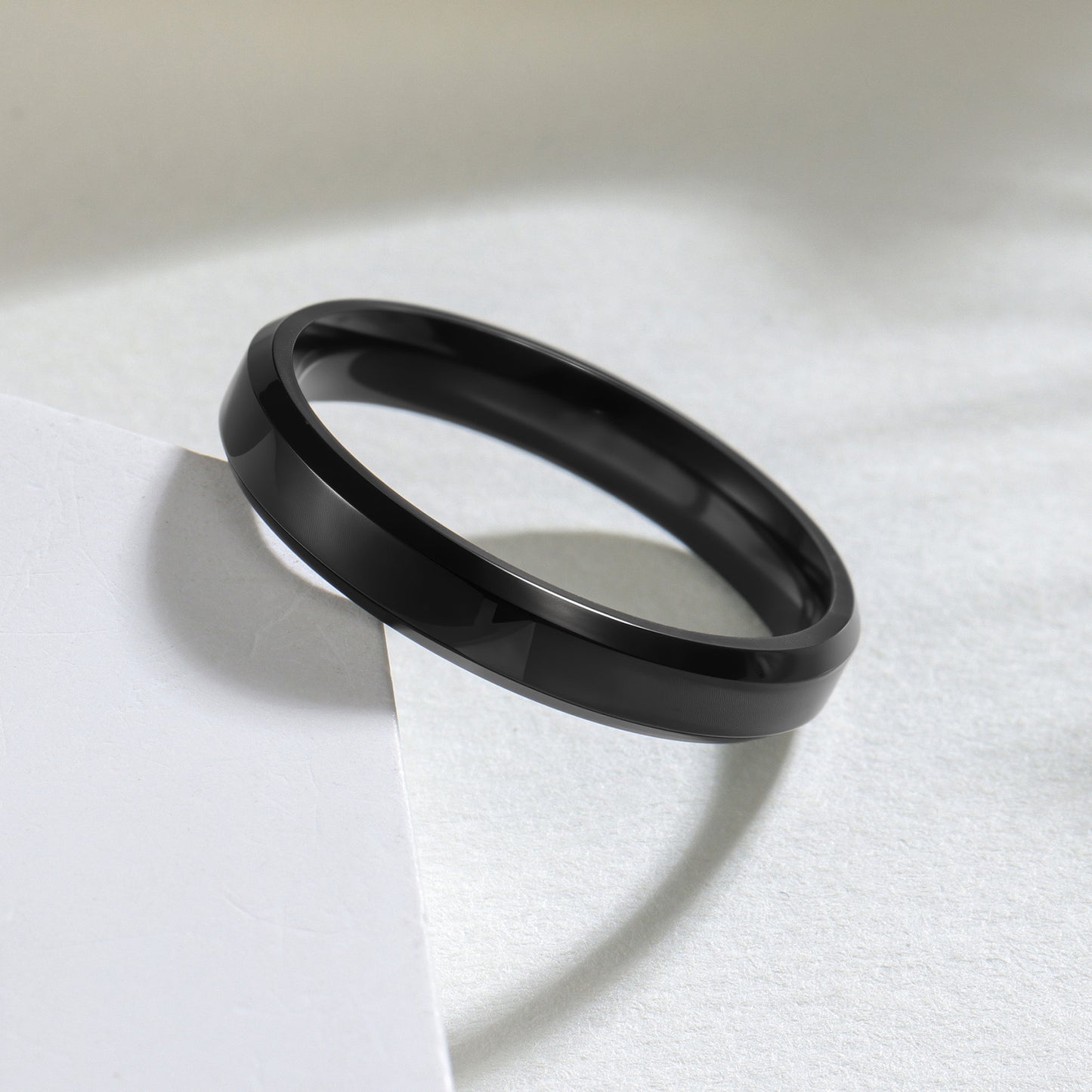 Planderful Everyday Genie Titanium Steel Ring Unisex 4mm 6mm 8mm Glossy Double Beveled Finish
