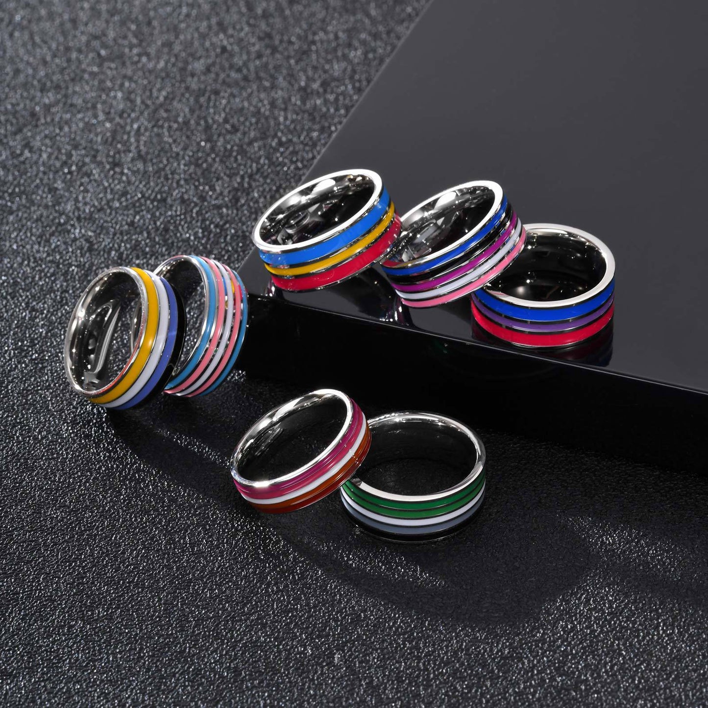 Colorful Titanium Steel Bunting Rings For Men Planderful