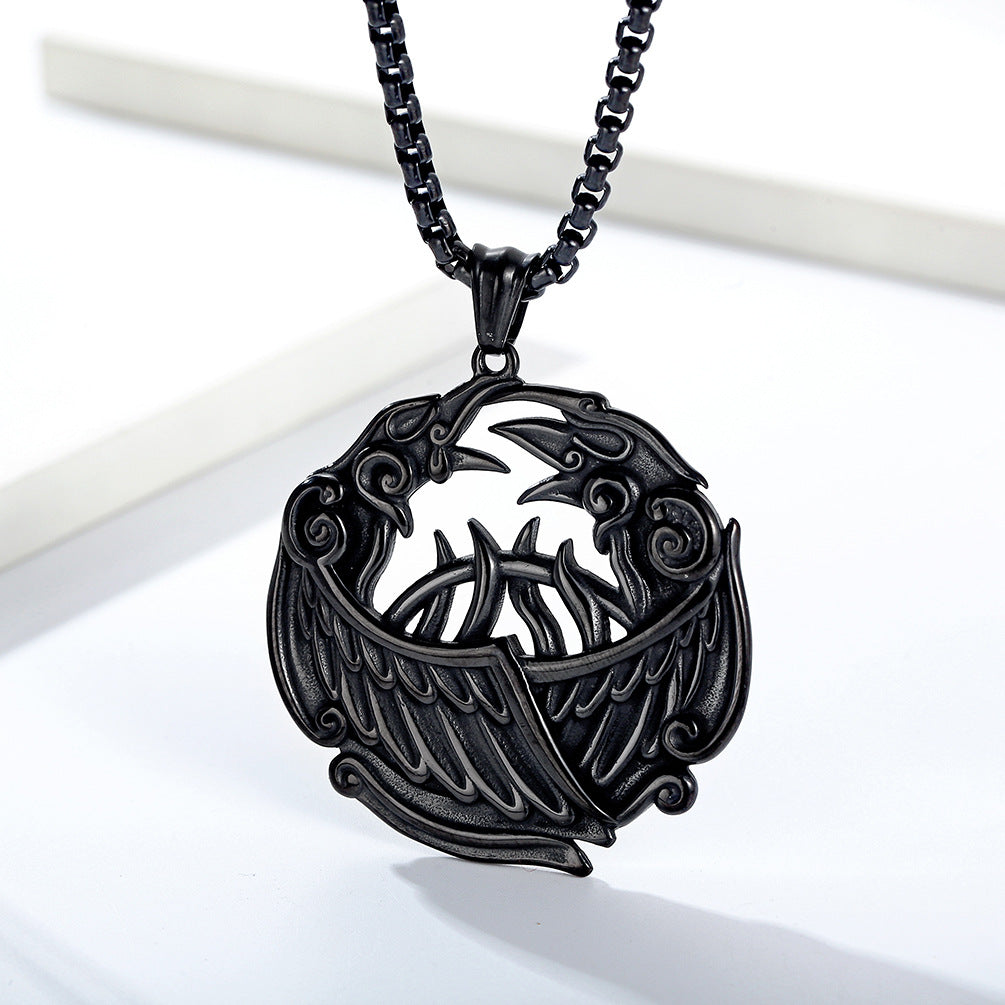 European American Retro Nordic Style Viking Crow Necklace