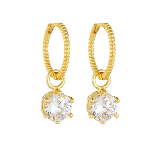 S925 Sterling Silver Round Zircon Earrings And Earrings Ear Accessories