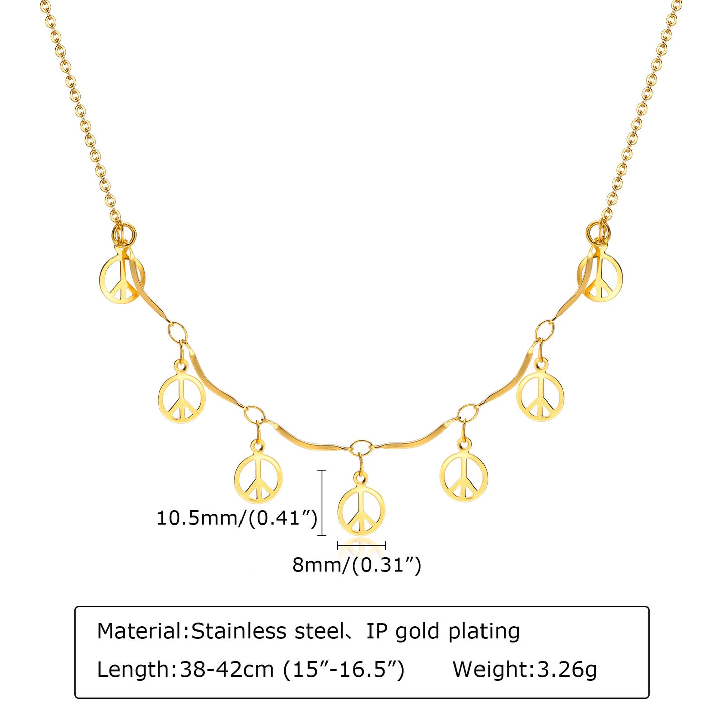 Titanium Steel Necklace Gold Peace Mark Accessories Jewelry