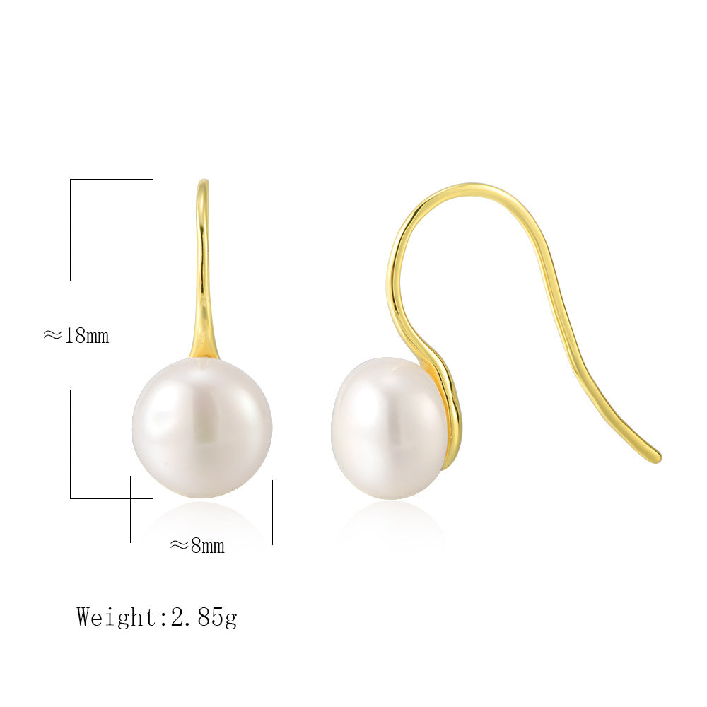 Natural Freshwater Pearl Earrings S925 Sterling Silver High Heels Pearl Ear Hook