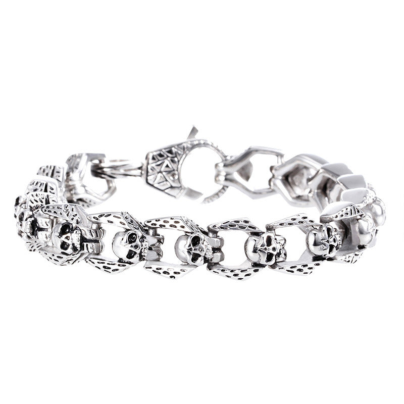 Planderful Skull Bracelet Men Titanium Steel Retro Style