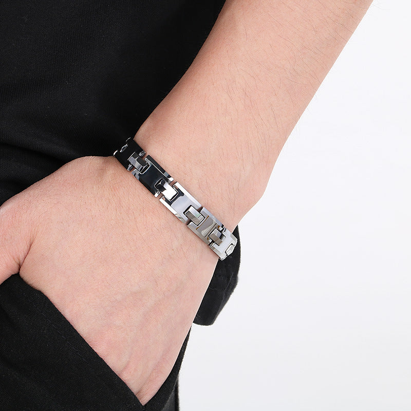 Planderful Unisex Tungsten Steel Adjustable H Shaped Bracelet