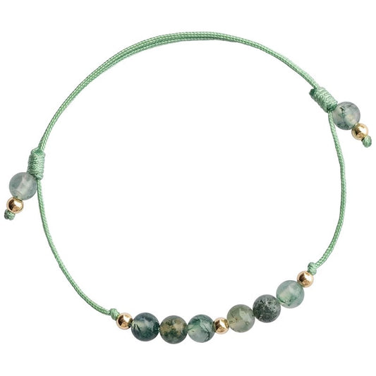 Lucky Gold Stacking Bracelet with Aquatic Grass Agate - Fortune's Favor Collection