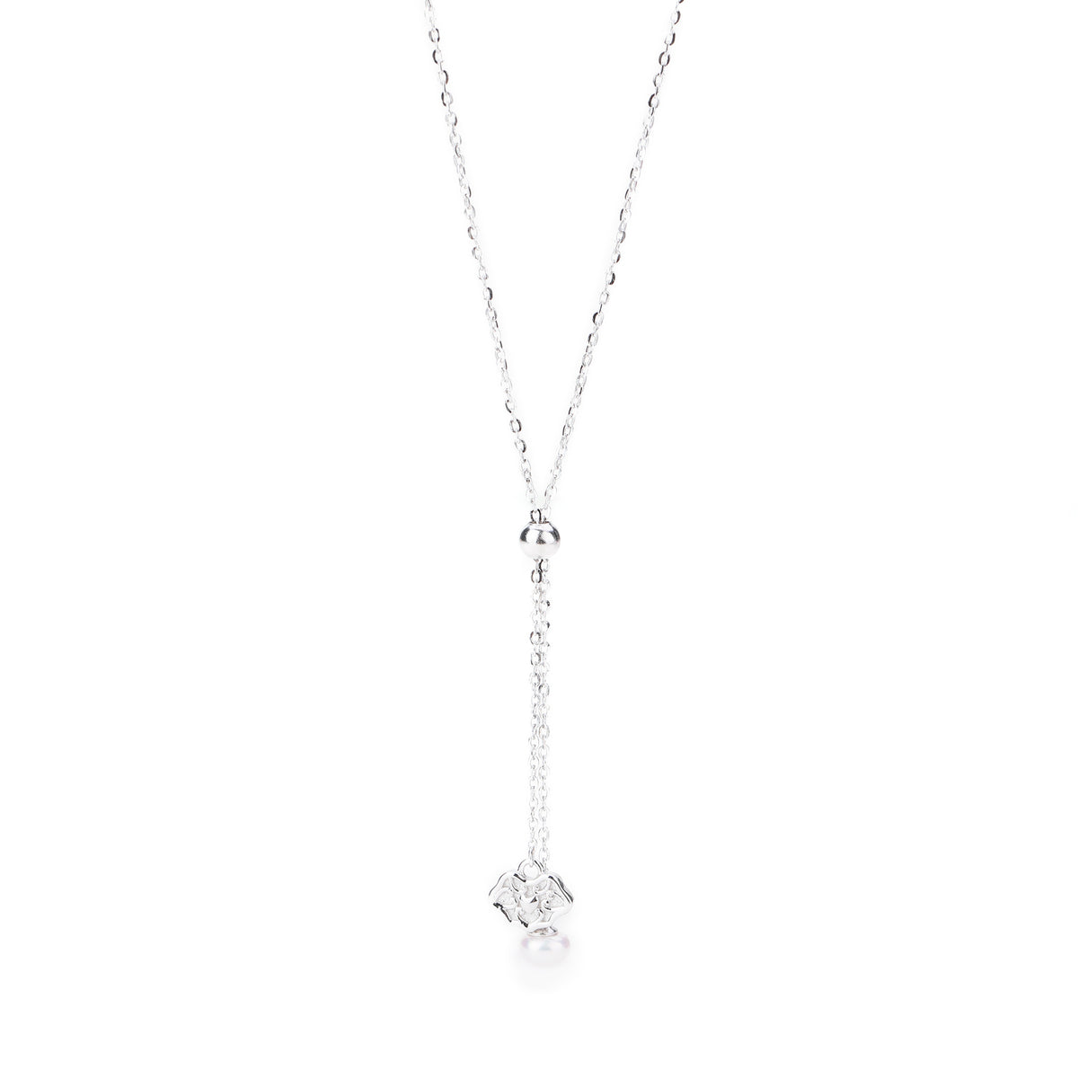 S925 Sterling Silver Freshwater Pearl Ruyi Lock Necklace