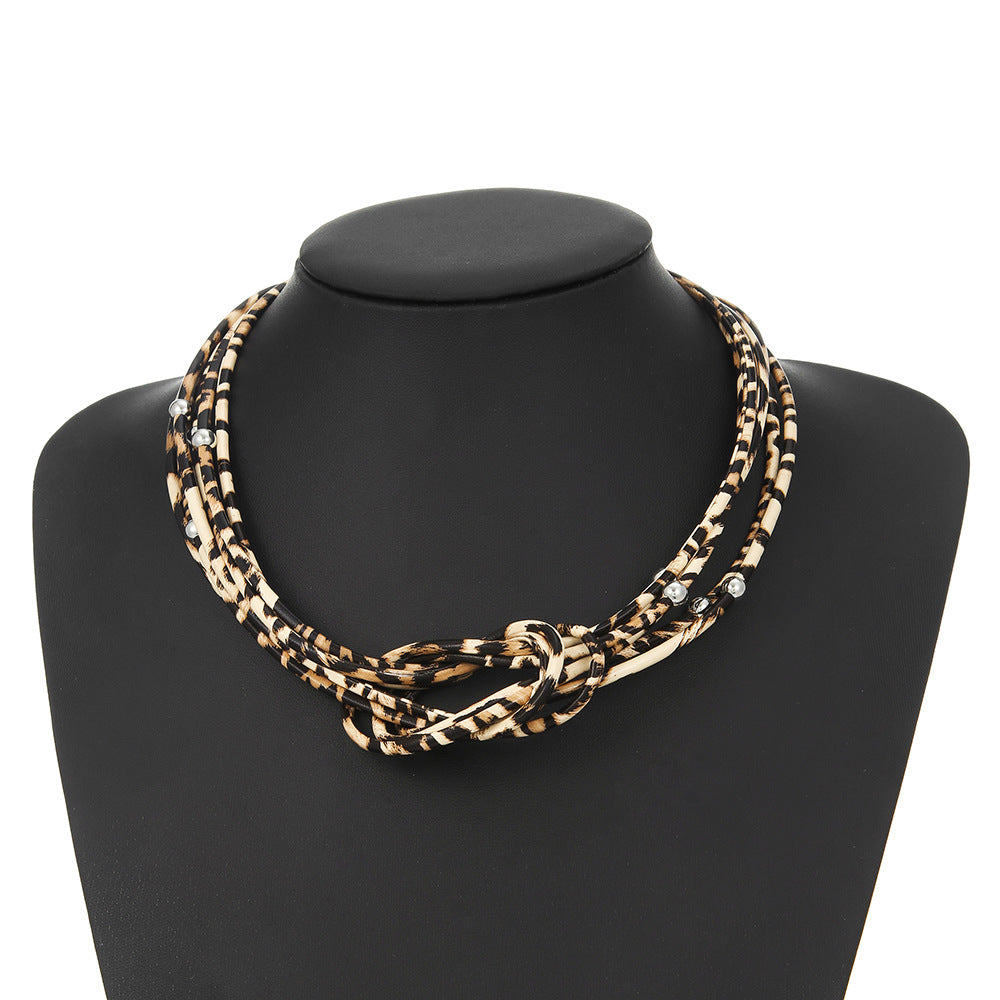 Planderful Savanna Rhythms Necklace – Elegant Leopard Print Design