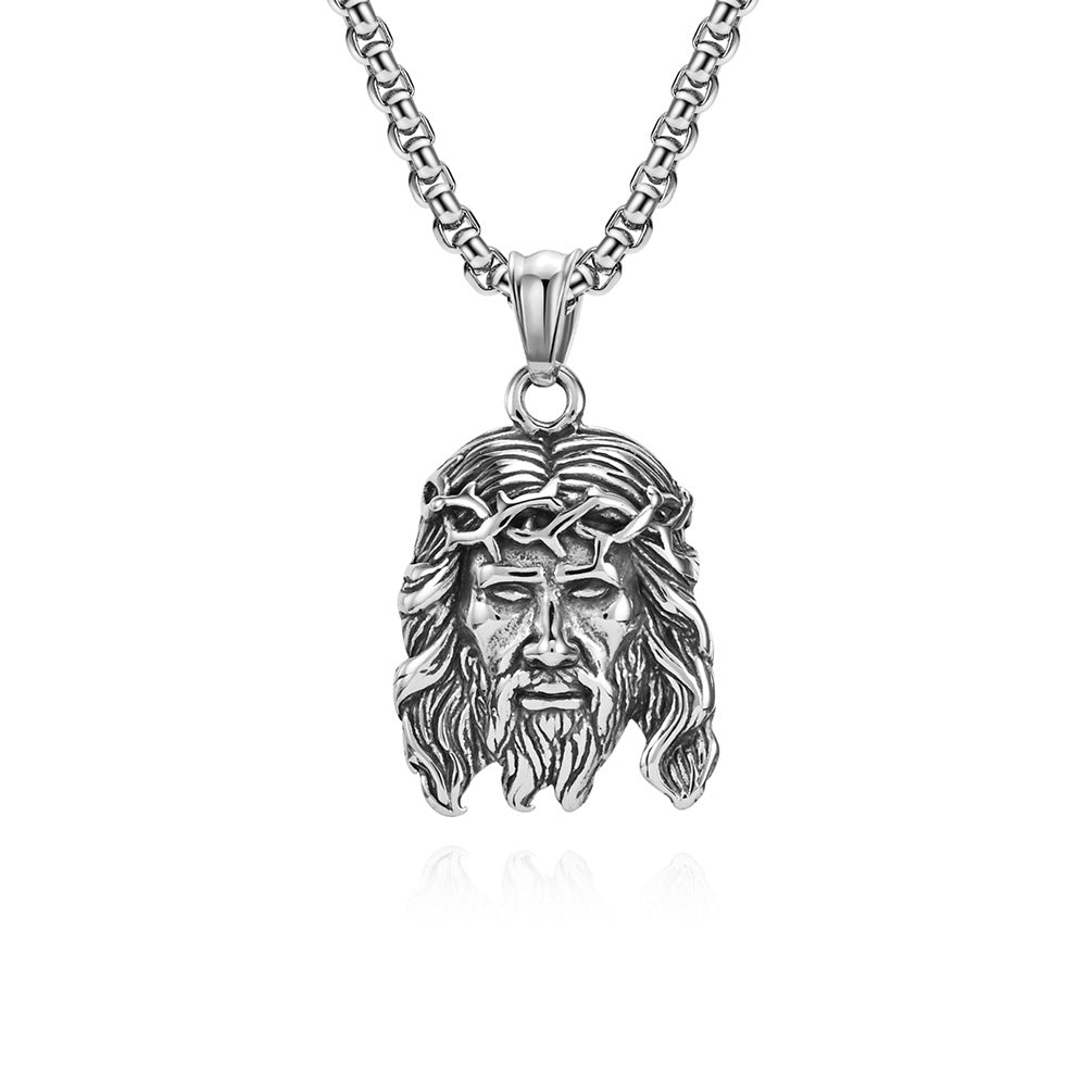Cross-Border Amazon Retro Jesus Avatar Titanium Steel Necklace
