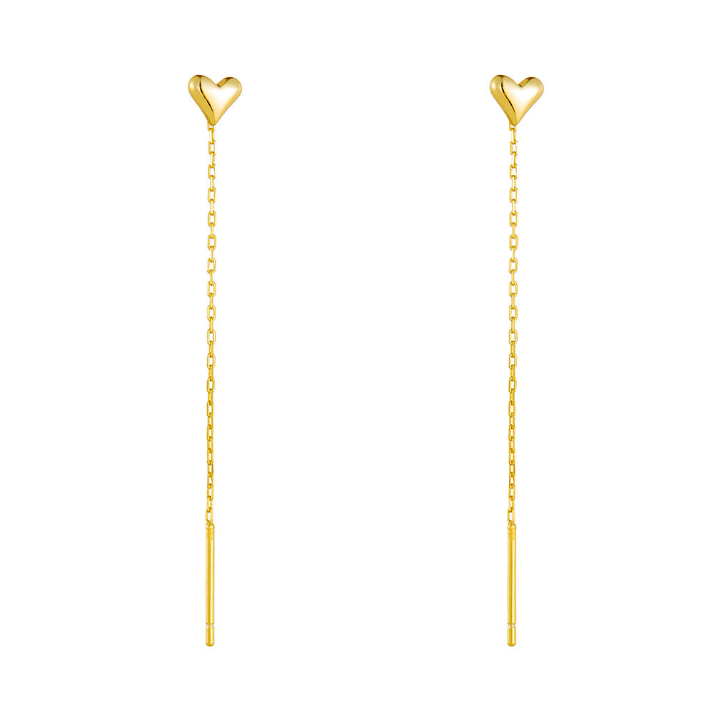 Planderful Heart Shaped Love Earrings For Women Long Fringe Chain Zircon Luxurious Accents