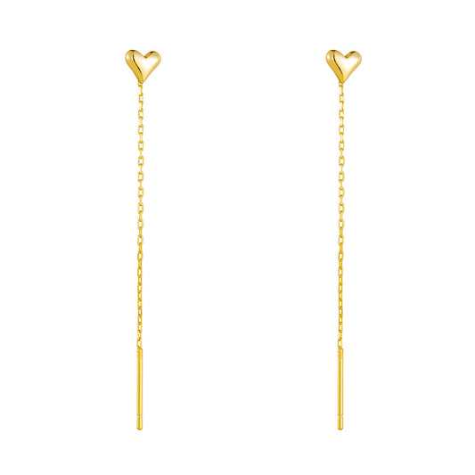 Planderful Heart Shaped Love Earrings For Women Long Fringe Chain Zircon Luxurious Accents