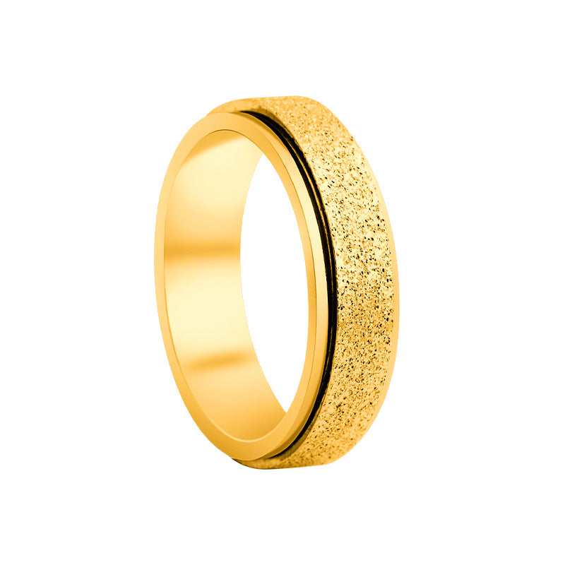 Planderful 6MM Colorful Rose Gold Rotating Ring Titanium Steel Matte Decompression Jewelry For Unisex