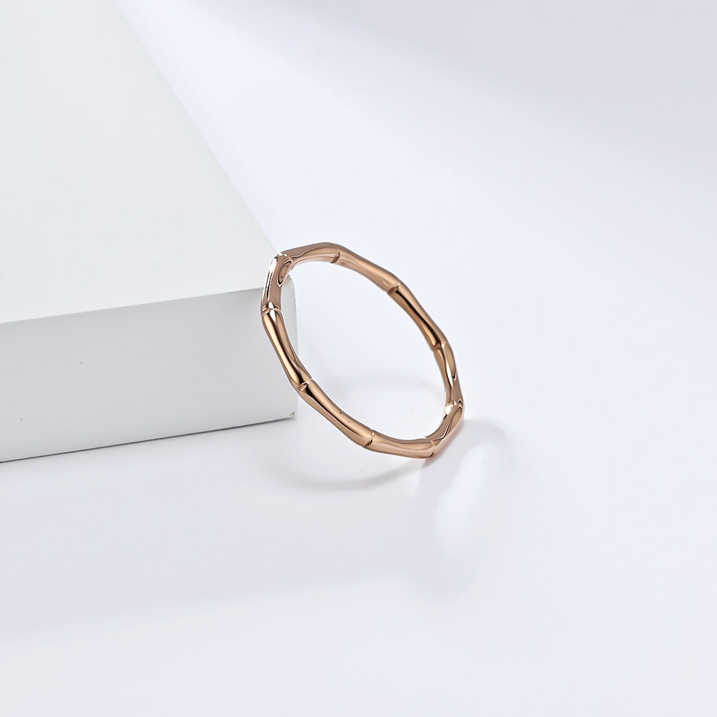 Planderful Bamboo Ring For Women Titanium Steel Closed Bamboo Design Lightweight Elegant Luxury Jewelry