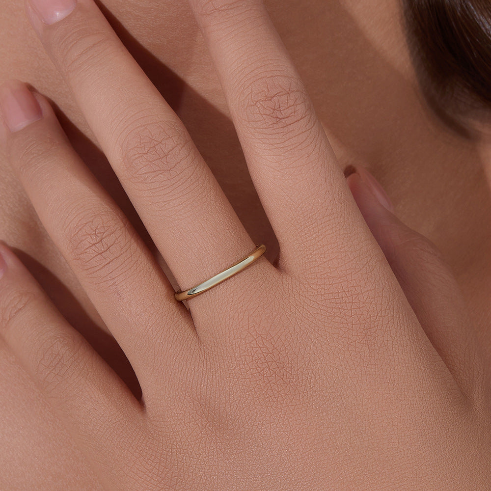 Plain Ring, Sterling Silver Plated 14k Gold, Korean Minimalist Fine Tail Ring, Smooth