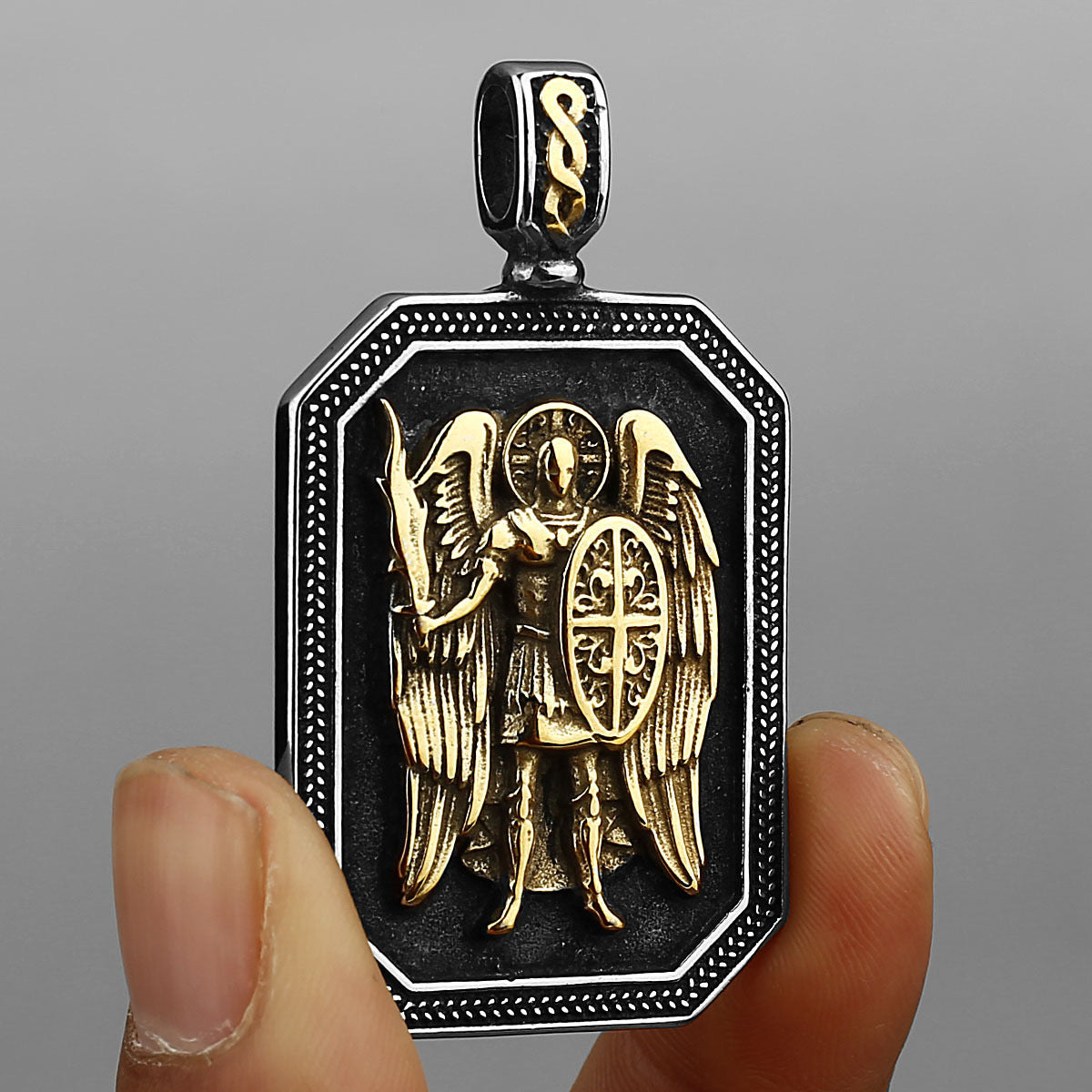 Planderful Everyday Genie Mens Stainless Steel Angel Sword Pendant Necklace Bold Domineering Style
