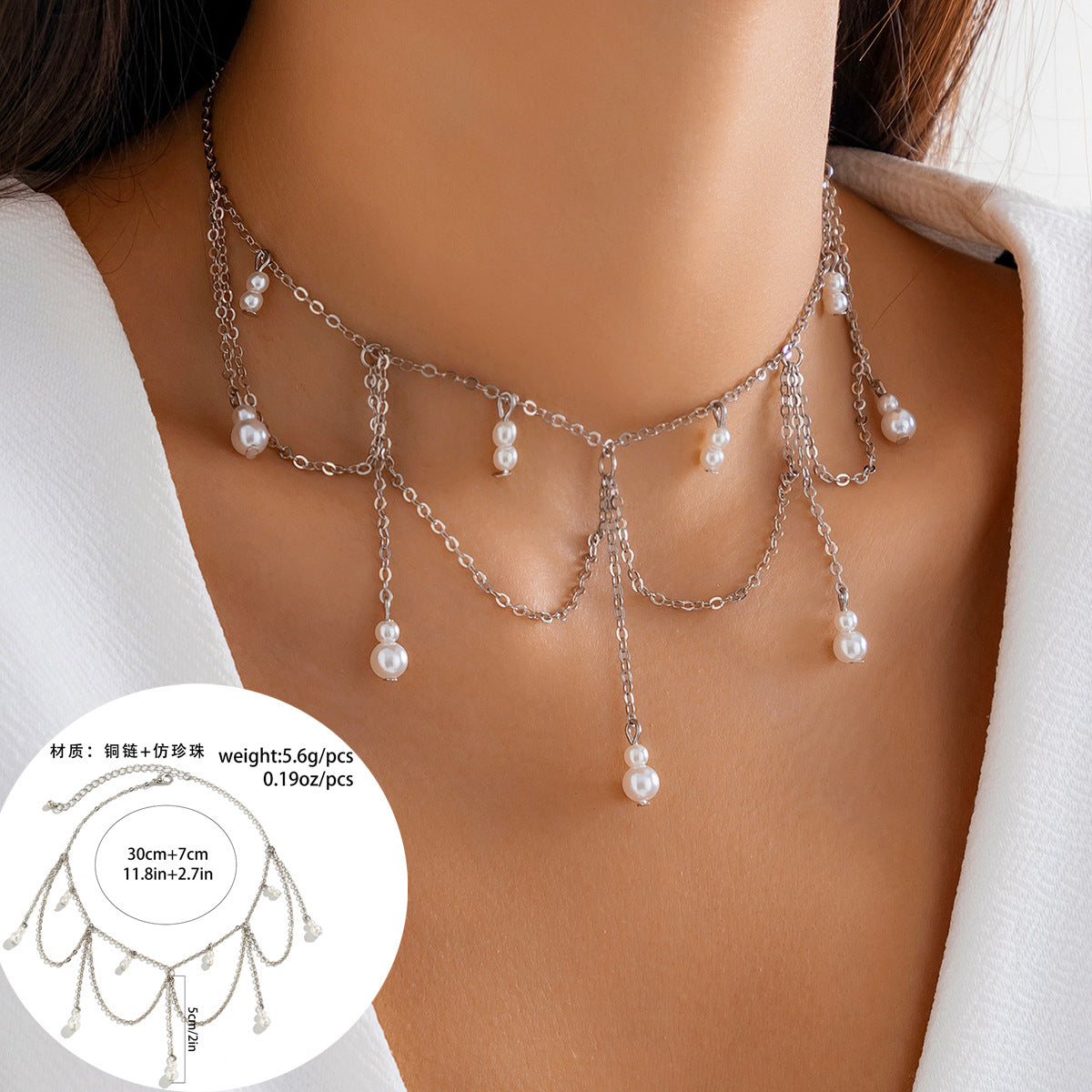 Gothic Lolita Necklace with Tassel Detail and Lace Collar