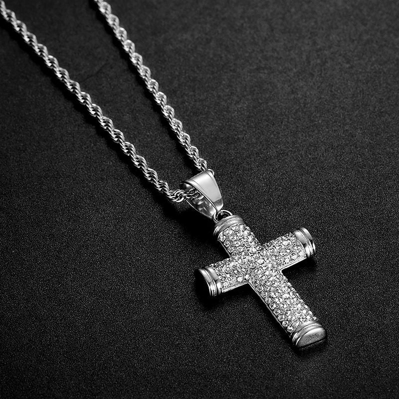 Planderful Everyday Genie Gold Plated Rhinestone Cross Necklace For Hip Hop Jewelry Fans Urban Style