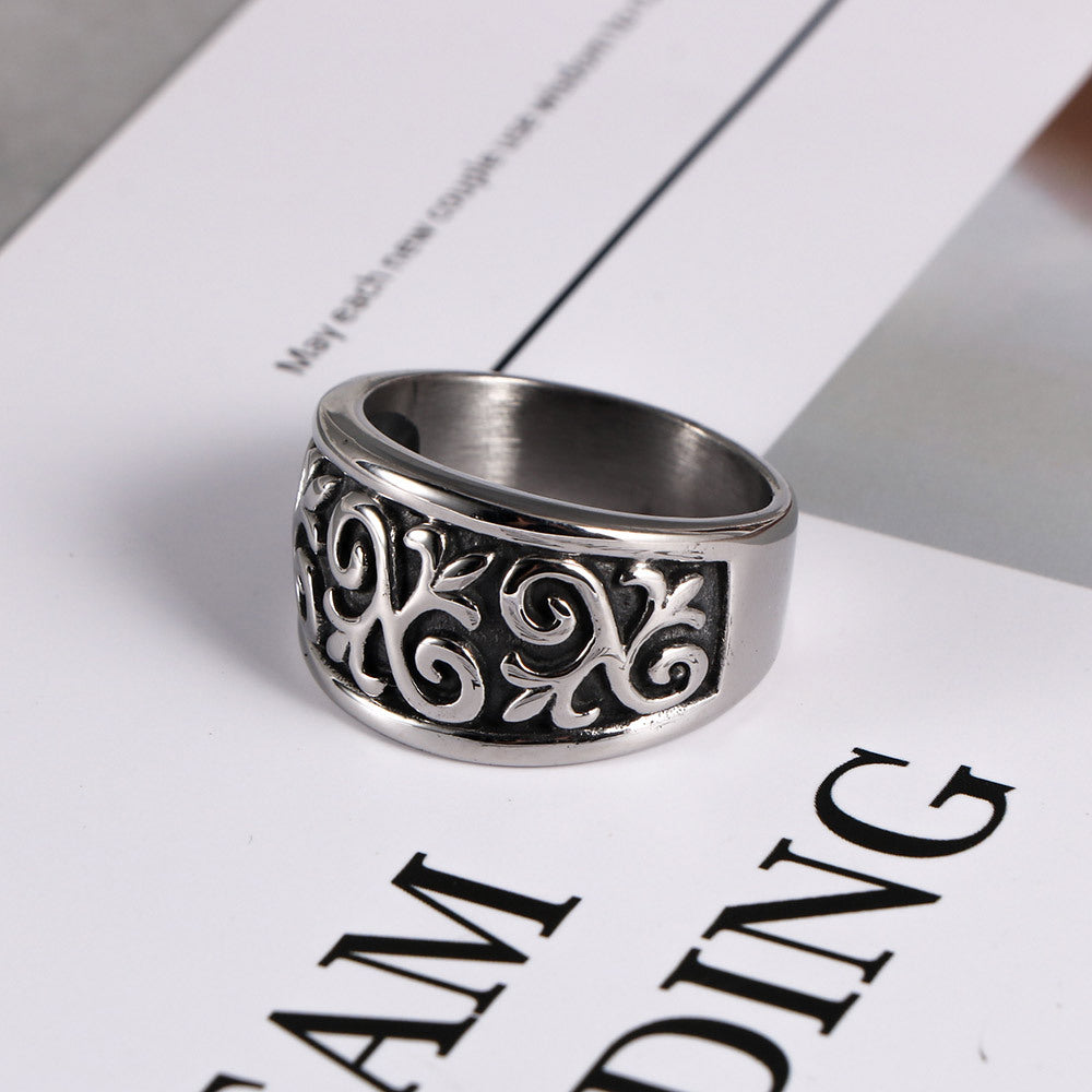Personalized Retro Titanium Steel Ring for Men - Trendy Rock Style Nightclub Jewelry