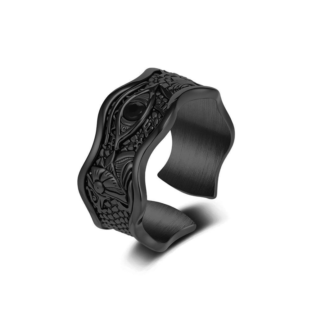 Eye of Horus Anubis Vintage Stainless Steel Ring