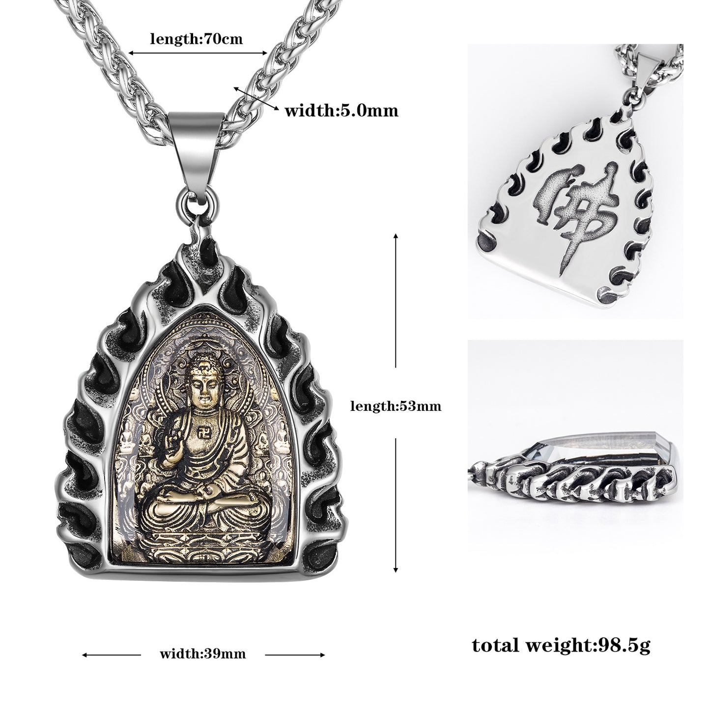 Titanium Steel Necklace – Vintage Buddha Zodiac Charms