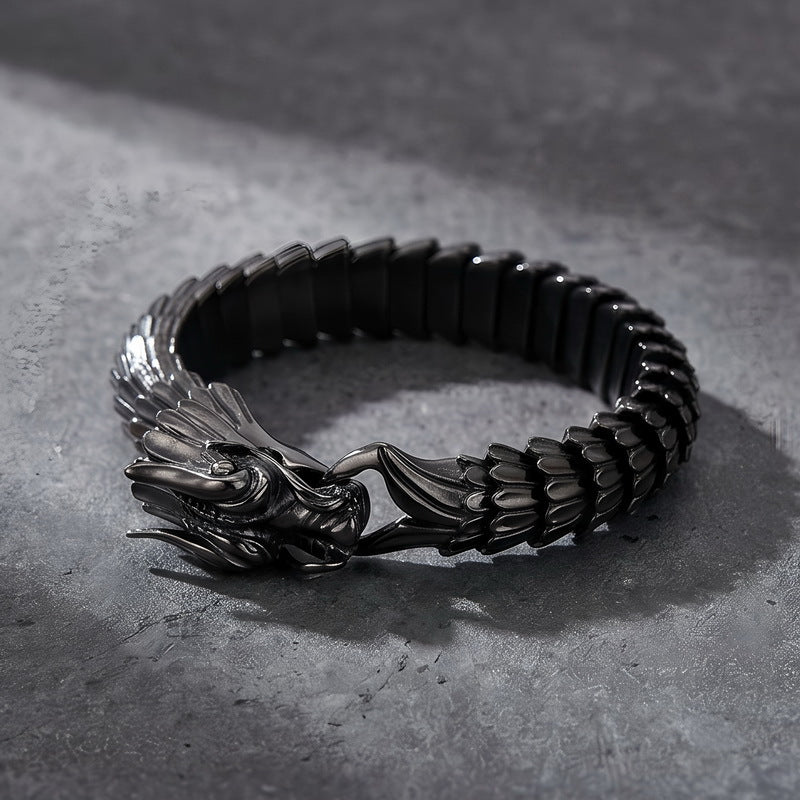 Zodiac Dragon Bracelet – Dragon Scale Pattern Men's Bracelet Stainless Steel Keel