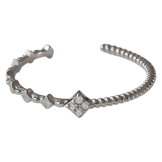 Planderful Sterling Silver Four Leaf Flower Ring For Women Adjustable Open Index Finger Ring Light Luxury Gift