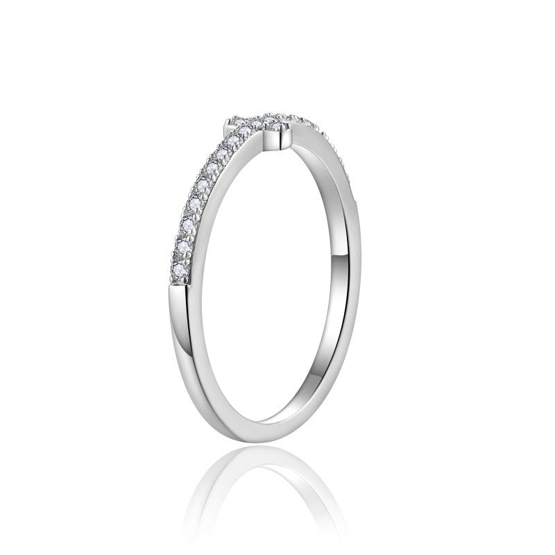 Planderful Moissanite Cross Ring Sterling Silver S925 For Ladies Sparkling Daily Wear D VVS 3EX