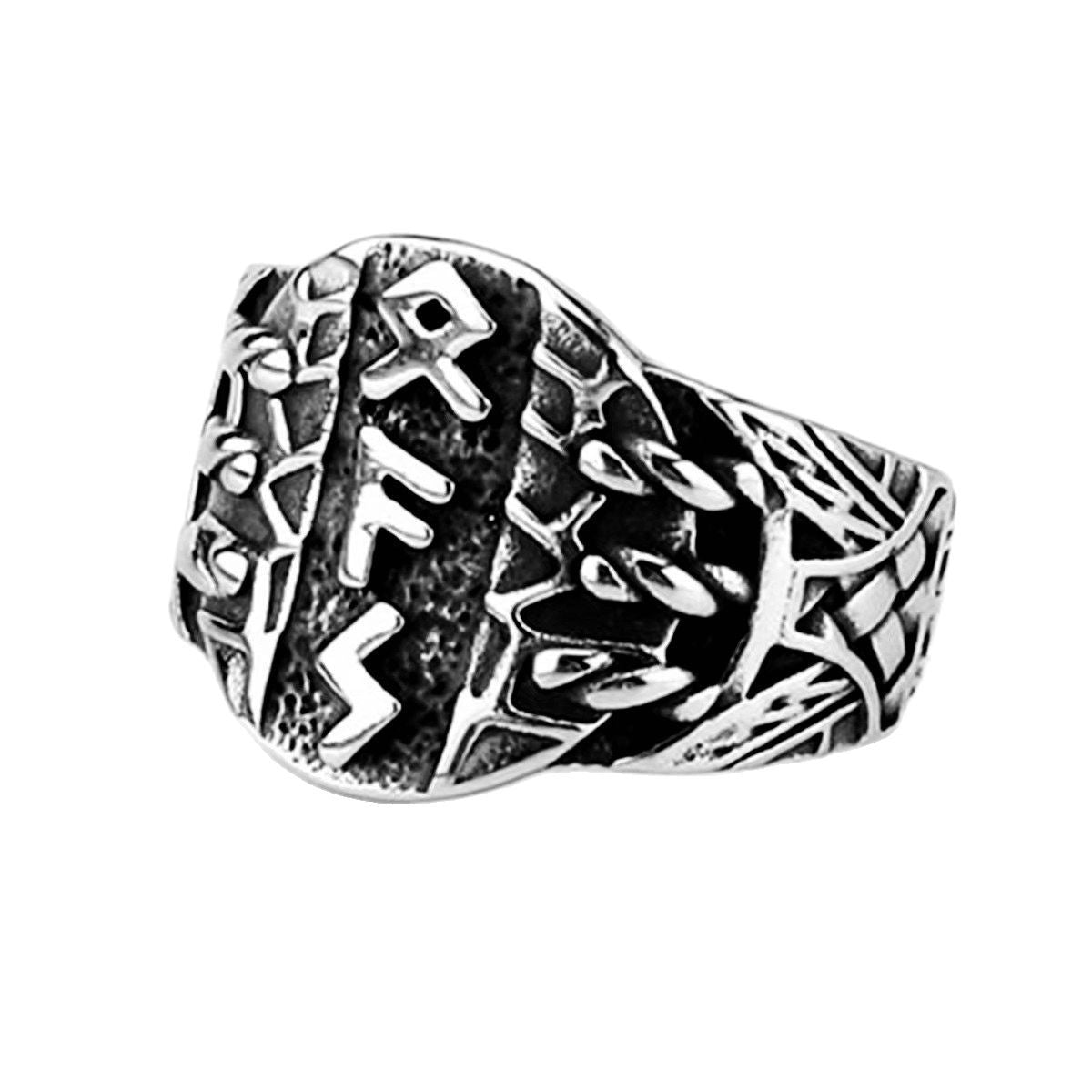 Cross-Border Stainless Steel Casting Jewelry Nordic Mythology Viking Runes Men's Rings